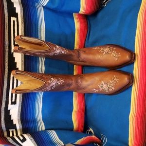 Shyanne Brown Embroidered Heeled Boots